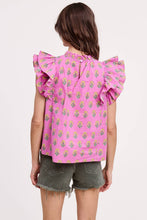 Load image into Gallery viewer, Floral Cluster Ruffle Blouse - Pink