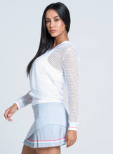 Load image into Gallery viewer, Lucky In Love - Women&#39;s Retro Stripe V-Neck Pullover - WHITE