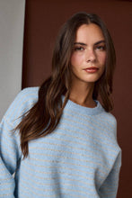 Load image into Gallery viewer, Striped Brushed Crewneck Sweater - Blue