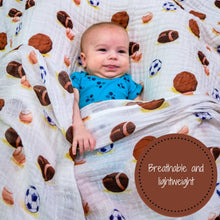 Load image into Gallery viewer, LollyBanks - Go Sports! Baby Muslin Swaddle Blanket
