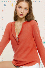 Load image into Gallery viewer, La Miel - HCT7679-Waffle Long Sleeve Henley Thermal Top Halloween