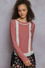 Load image into Gallery viewer, Long sleeve solid raw edge eyelet patch rib knit top