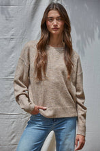 Load image into Gallery viewer, Knit Sweater With Contrast Stitches Detail -Brown