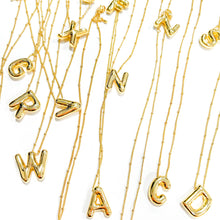 Load image into Gallery viewer, Savvy Bling - Initial Balloon Bubble Gold Necklace: W / GOLD SMOOTH