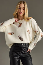 Load image into Gallery viewer, Cream Sequin Footballs Sweater
