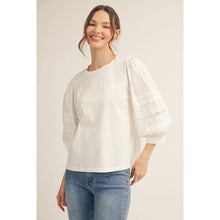 Load image into Gallery viewer, Solid Top with Lace Sleeves - White