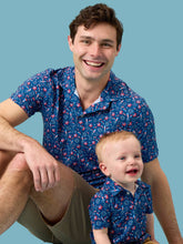 Load image into Gallery viewer, Baby Boys Red White &amp; Boom Fireworks Performance Polo Romper