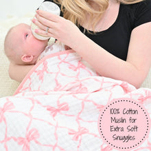 Load image into Gallery viewer, LollyBanks - Beautiful Bows Baby Toddler Muslin Blanket