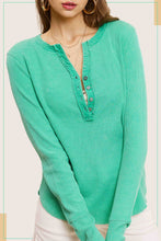 Load image into Gallery viewer, La Miel - HCT7679-Waffle Long Sleeve Henley Thermal Top Halloween