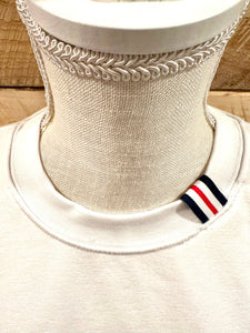 Pearly Vine - Danny Sweatshirt - White w Red, White & Navy Stripe Ribbon