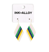 Load image into Gallery viewer, INK + ALLOY - Frida Diagonal Uniform Stripe Beaded Earrings Lavender Green