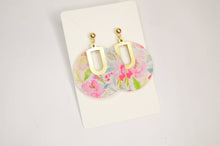 Load image into Gallery viewer, The Adorned Fox - Floral Notch Filled Circle Earrings, Acrylic Earrings