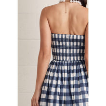 Load image into Gallery viewer, Gingham strapless midi dress