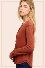 Load image into Gallery viewer, La Miel - HCT7679-Waffle Long Sleeve Henley Thermal Top Halloween