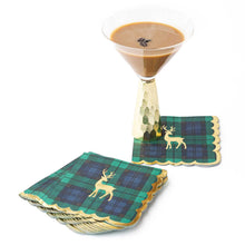 Load image into Gallery viewer, 8 Oak Lane - Blackwatch Plaid Gold Foil Beverage Napkins, 16-Ct