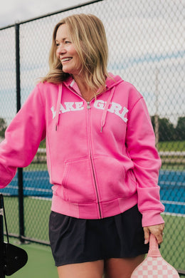 Lakegirl - Full Zip Hoodie in Hot Pink