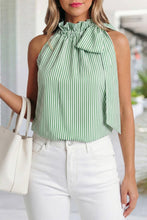 Load image into Gallery viewer, Aapparella - Stripe Tied Knot Frilled Collar Sleeveless Top | S-2XL