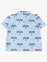 Load image into Gallery viewer, Boys Blue Patriotic Gingham Knit Short Sleeve Performance Polo
