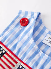 Load image into Gallery viewer, 4th of july Flag Embroidery Smocking Boys Romper