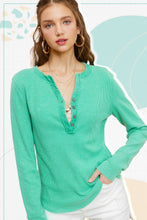 Load image into Gallery viewer, La Miel - HCT7679-Waffle Long Sleeve Henley Thermal Top Halloween