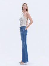 Load image into Gallery viewer, FLYING MONKEY - MID RISE WELT POCKET PIN TUCK FLARE JEANS F6324