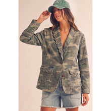 Load image into Gallery viewer, Bluebell Scallop Mineral Wash Stitch Denim Blazer