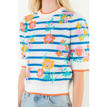 Load image into Gallery viewer, Short Sleeve Floral Knit Top