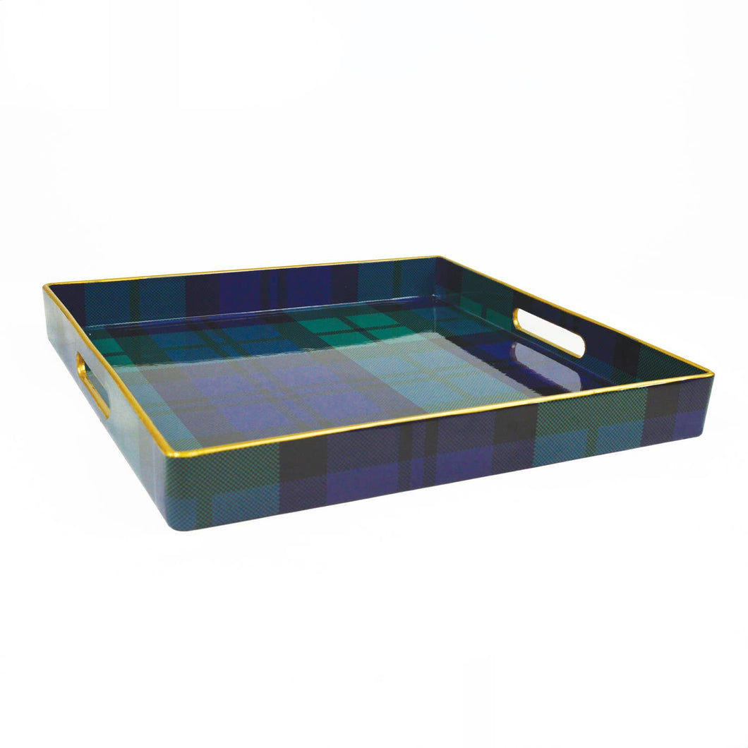 8 Oak Lane - Black Watch Plaid Square Tray
