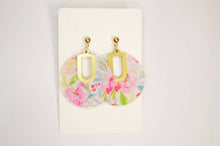 Load image into Gallery viewer, The Adorned Fox - Floral Notch Filled Circle Earrings, Acrylic Earrings