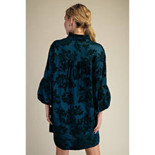 Load image into Gallery viewer, Ruffled Neck Bubble Sleeve Dress - Navy