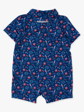 Load image into Gallery viewer, Baby Boys Red White &amp; Boom Fireworks Performance Polo Romper