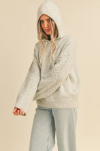 Load image into Gallery viewer, Cable Knit Sleeve Hoodie - Grey