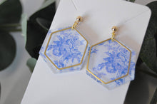 Load image into Gallery viewer, The Adorned Fox - Blue Chinoiserie Earrings, Drop Earrings, Dangle Earrings, S