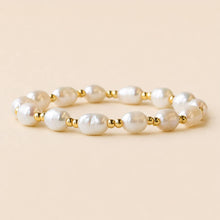 Load image into Gallery viewer, Lenny &amp; Eva - Tarnish Resistant Pearl &amp; Gold Duo Beaded Stretch Bracelet