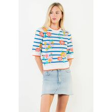 Load image into Gallery viewer, Short Sleeve Floral Knit Top