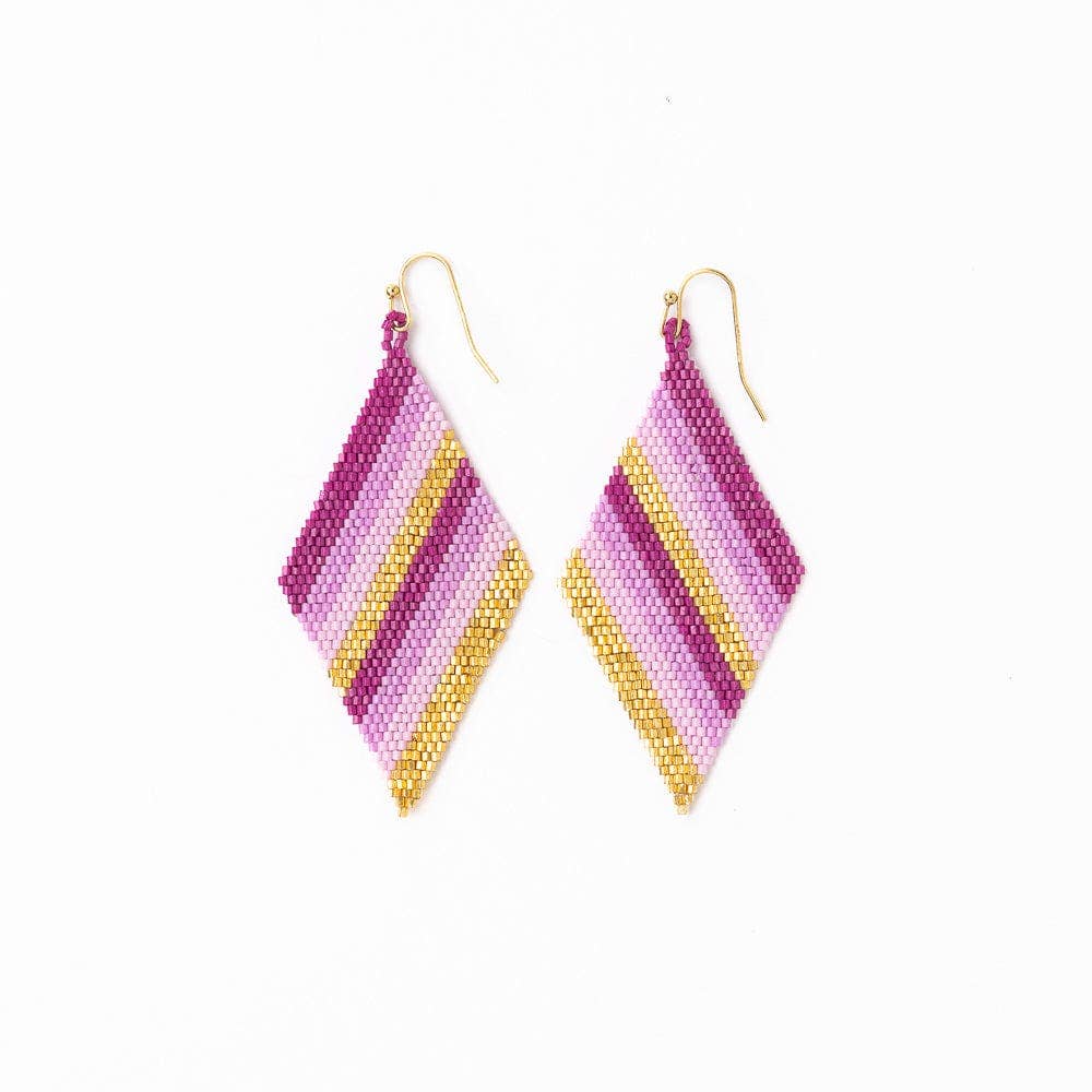 INK + ALLOY - Frida Diagonal Ombre Stripes Beaded Earrings Purple Wholesale