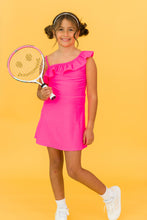 Load image into Gallery viewer, Girls Neon Magenta Active Tennis Dress &amp; Bike Short Set
