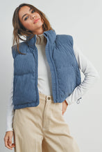Load image into Gallery viewer, Fall Adoreme Corduroy Puffer Vest - Denim Blue