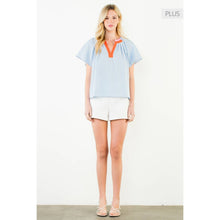 Load image into Gallery viewer, THML - /Size XL/ Short Sleeve Gimgham Patterned Top