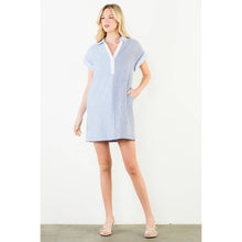 Load image into Gallery viewer, Short Sleeve Split Striped V-Neck Dress