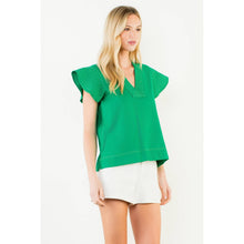 Load image into Gallery viewer, Stitched V-Neck Short Sleeve Top