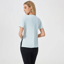 Load image into Gallery viewer, Sodalemon - Women Side Slit Elastic Sport Short Sleeve T-Shirt