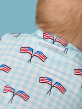 Load image into Gallery viewer, Boys Blue Patriotic Gingham Knit Short Sleeve Performance Polo