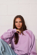 Load image into Gallery viewer, Lace Trim Cutout Sweatshirt - Lavender