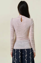 Load image into Gallery viewer, Semi Sheer Mock Neck Long Sleeve Tee