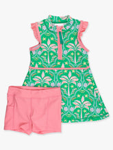 Load image into Gallery viewer, Girls Coconut Cabana Flutter Sleeve Active Dress &amp; Bike Short Set