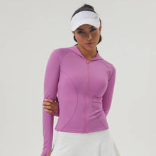 Load image into Gallery viewer, Sodalemon - Women Fall Winter Thumb Hole Hooded Zip-Up Sport Jacket