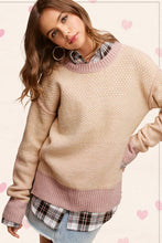 Load image into Gallery viewer, La Miel - MCS3556-Loose Fit Color Block Round Neck Sweater Fall
