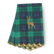 Load image into Gallery viewer, 8 Oak Lane - Blackwatch Plaid Gold Foil Guest Towels, 16-Ct