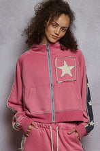 Load image into Gallery viewer, Long sleeve French terry star patch striped elastic jacket